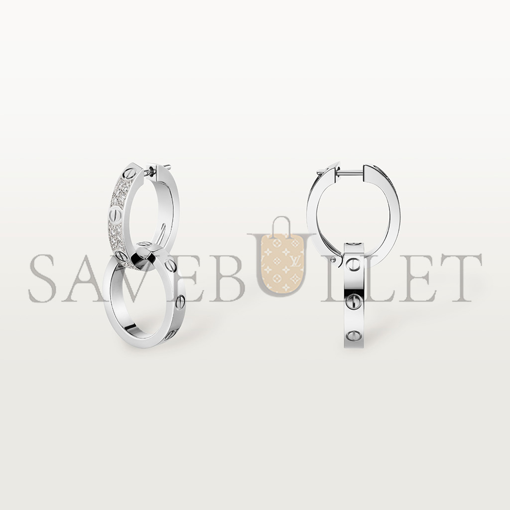 CARTIER LOVE WHITE GOLD EARRINGS, TRANSFORMABLE, SEMI-PAVED N8515242